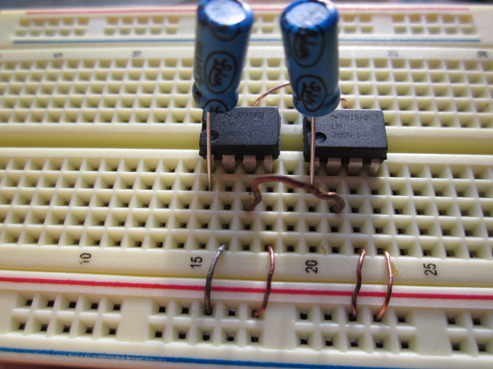 Audio amp breadboard capacitors