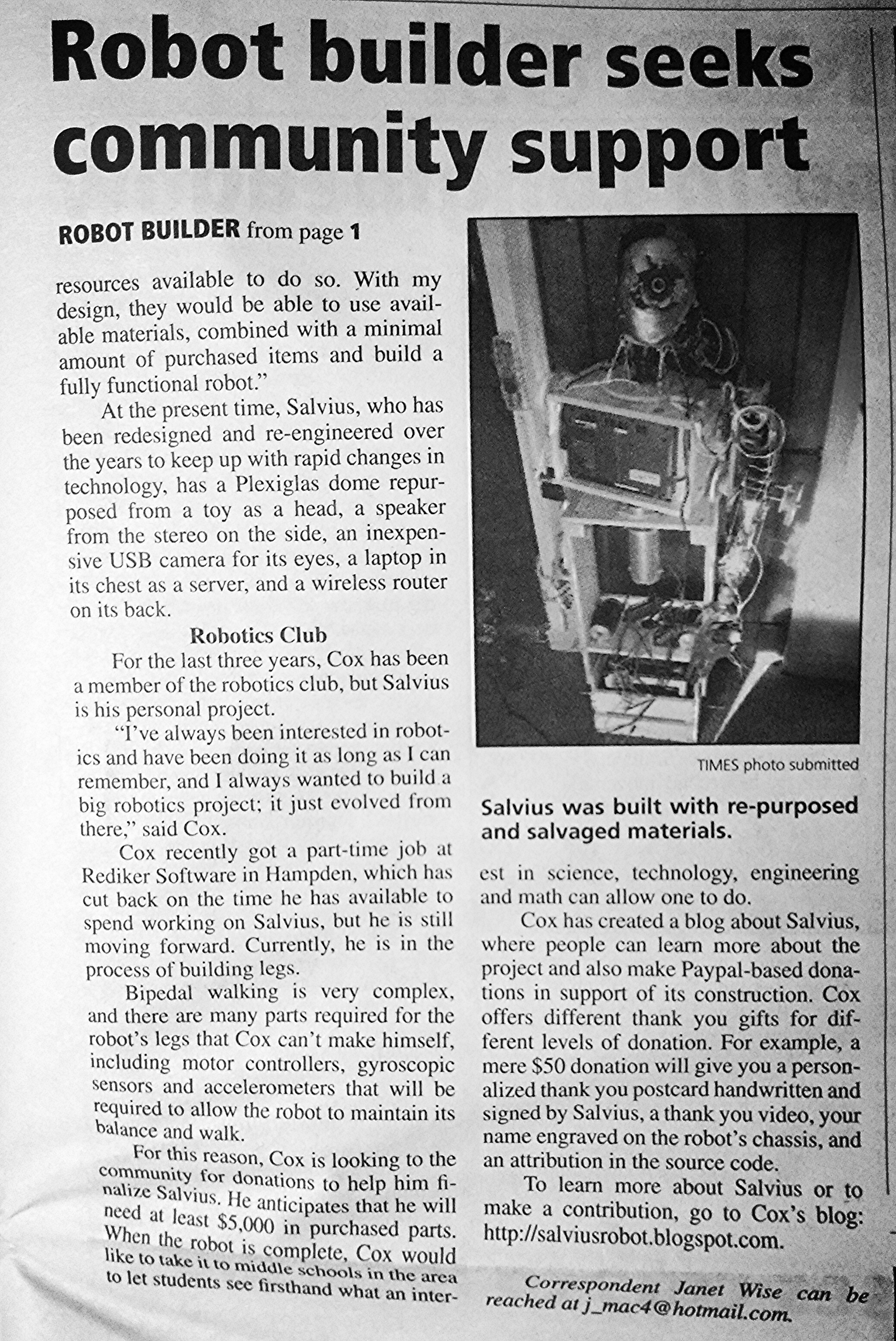 Salvius featured in news article